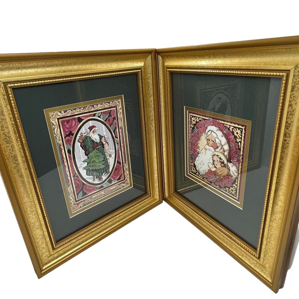 Christmas Art Marilyn Gandre Santa's Workshop Dear Santa Set of 2 Framed Prints